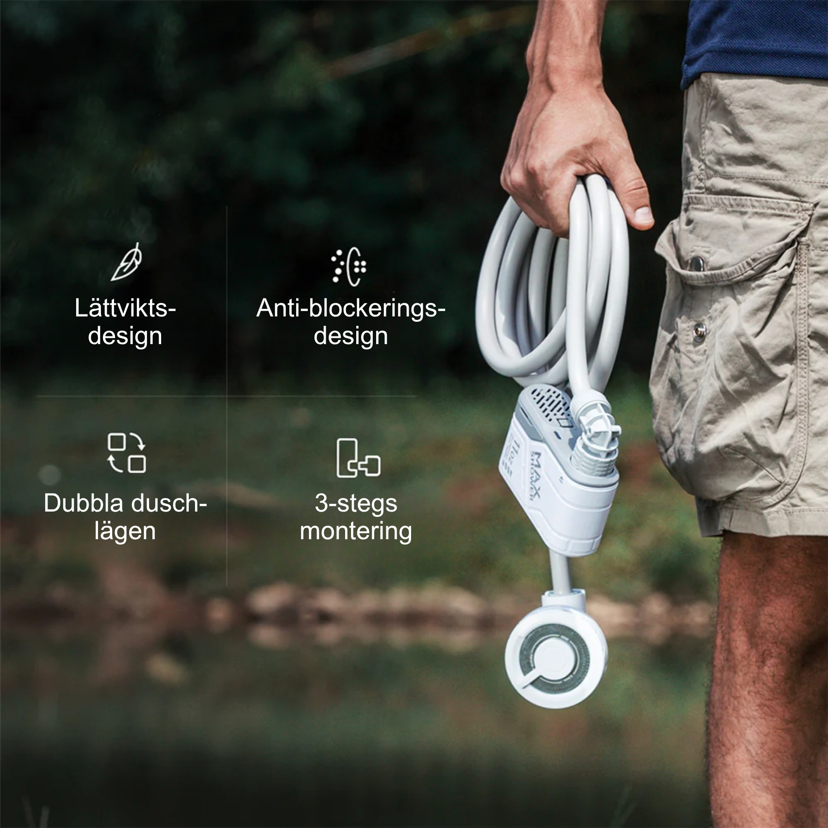 TrailShower™ | Uppladdningsbar Omedelbar Utomhusdusch