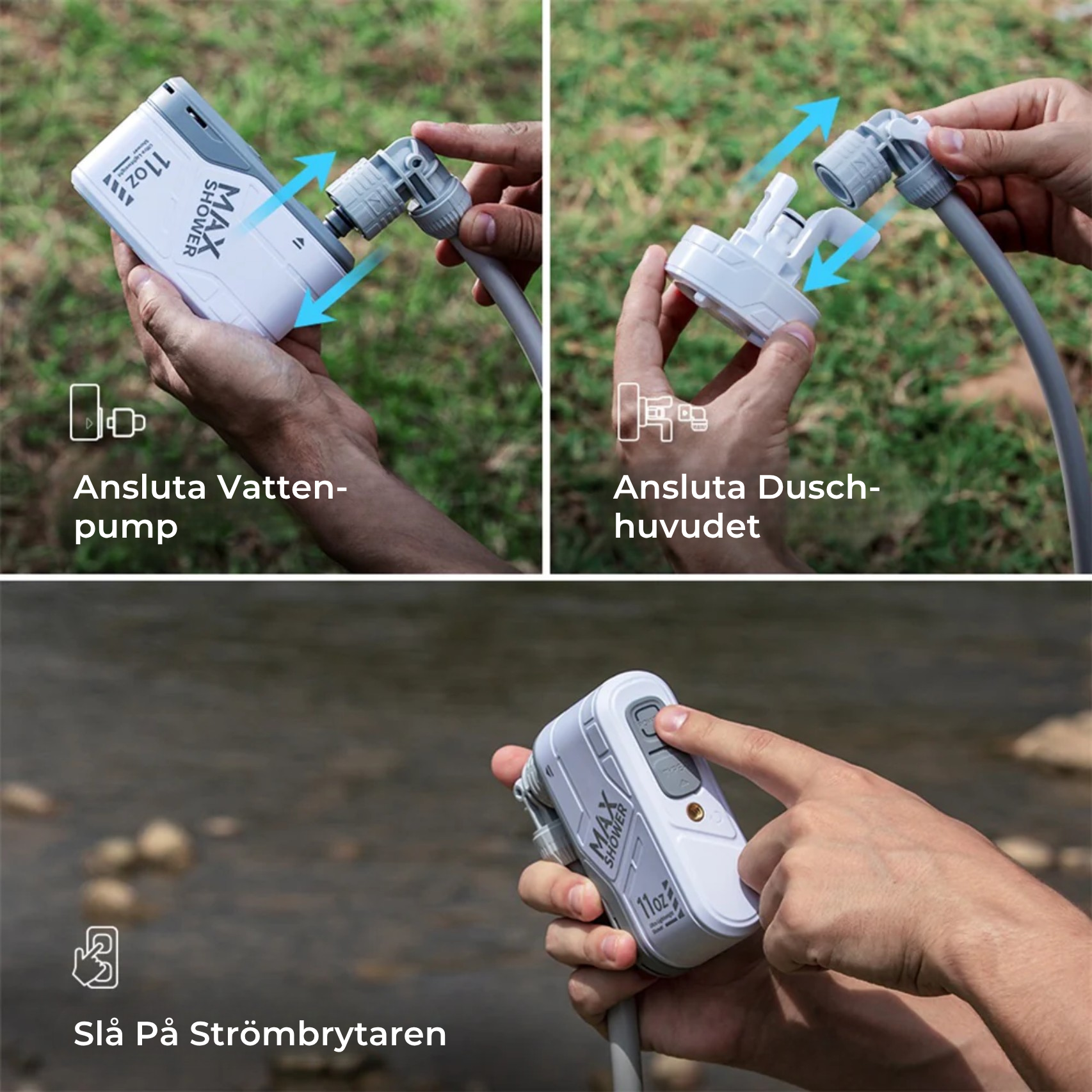 TrailShower™ | Uppladdningsbar Omedelbar Utomhusdusch