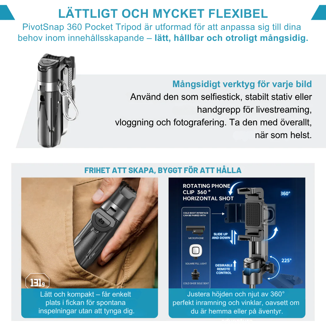 PivotSnap 360 Fickstativ