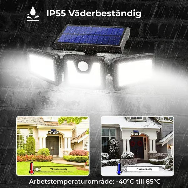 BrightGuard™ Solcellsrörelselampa – Lys upp och skydda ditt hem med trygghet!