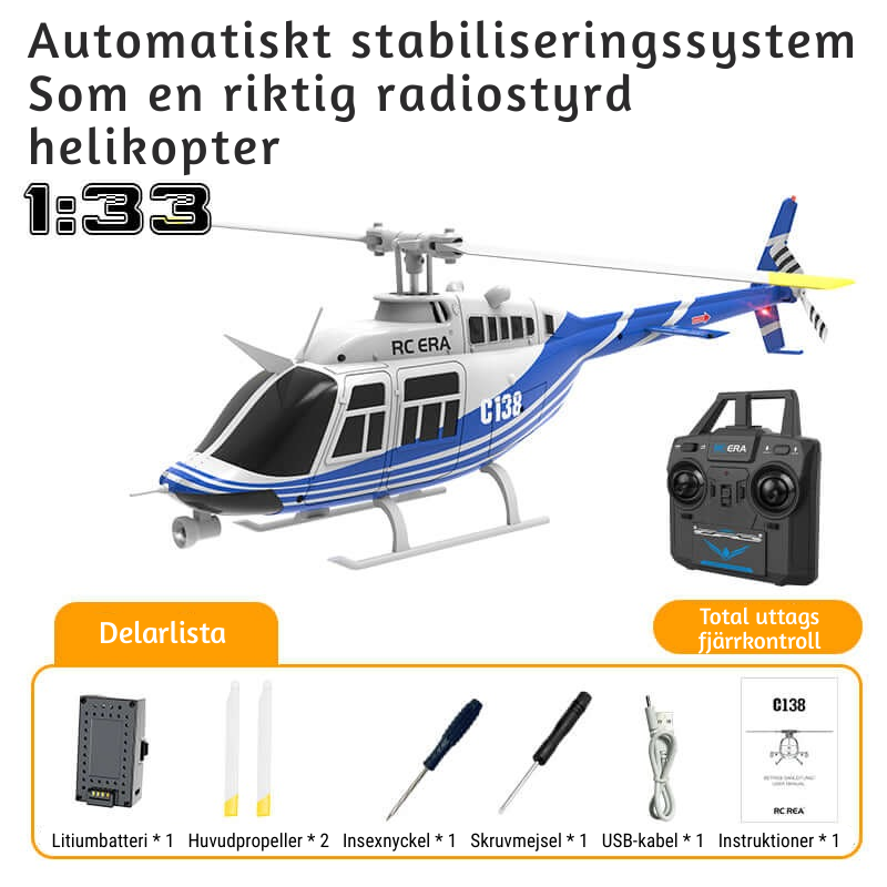 AeroHawk™ C138 6CH fjärrkontrollerad helikopter med gyro och optisk flödespositionering