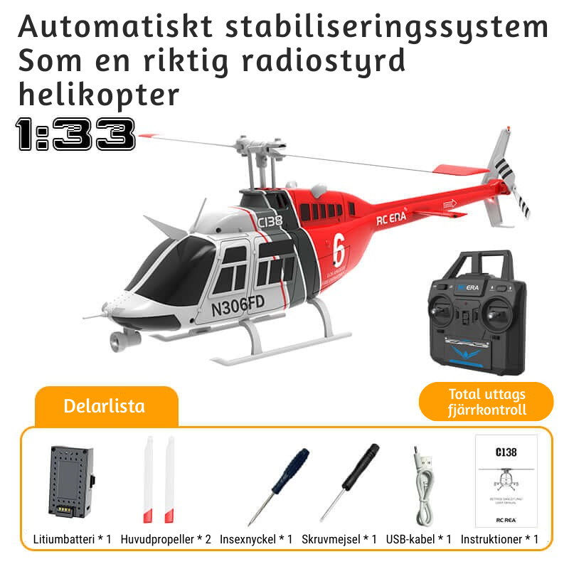 AeroHawk™ C138 6CH fjärrkontrollerad helikopter med gyro och optisk flödespositionering