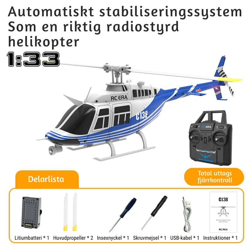 AeroHawk™ C138 6CH fjärrkontrollerad helikopter med gyro och optisk flödespositionering