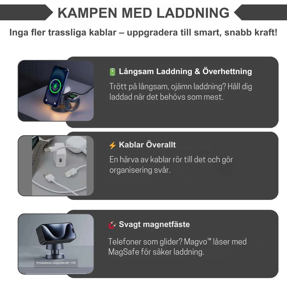 Magvo™ | 4-i-1 MagSafe Trådlös Laddningsstation