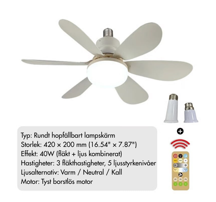 SpinGlow™ | Takfläkt med LED-belysning