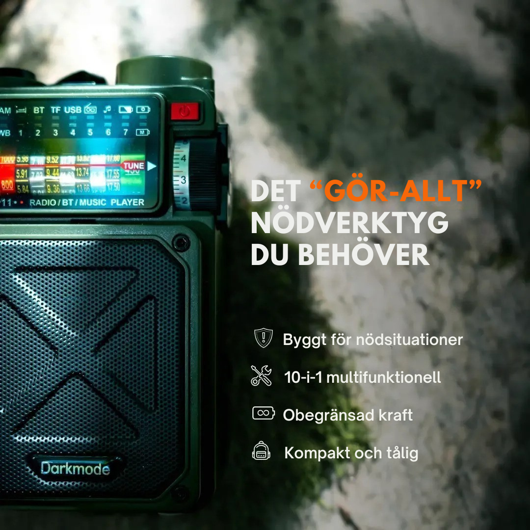SignalSafe™ Survival Hub – 9-i-1 Nödradio, Powerbank och Säkerhetsenhet