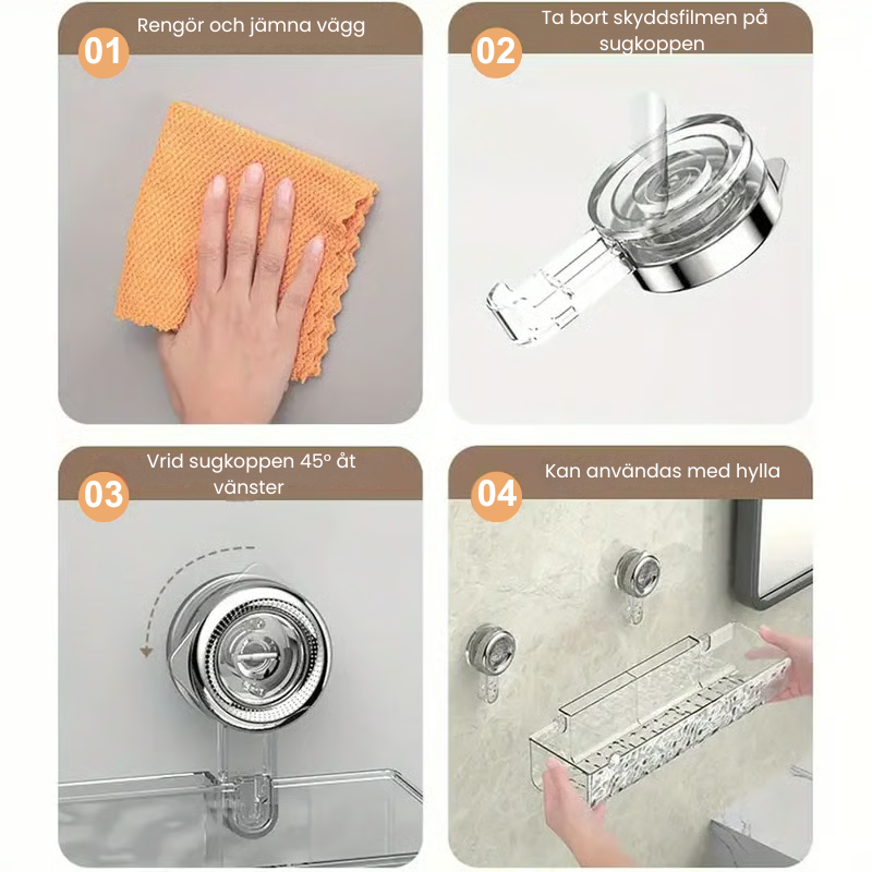 GripLock Shower Caddy™ – Badrumshylla utan borrning med stark sugkraft och platsbesparande design