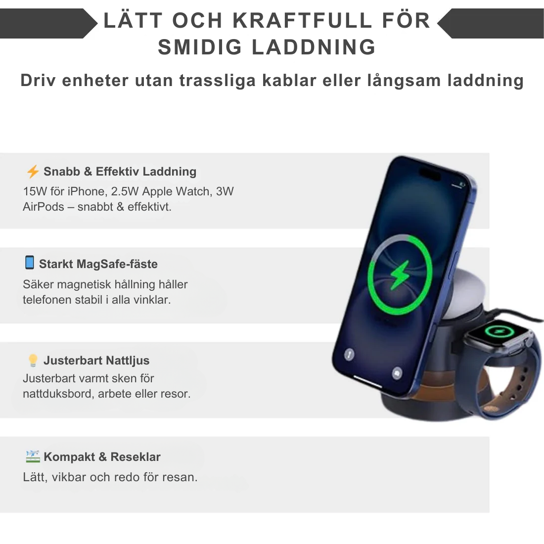 Magvo™ | 4-i-1 MagSafe Trådlös Laddningsstation