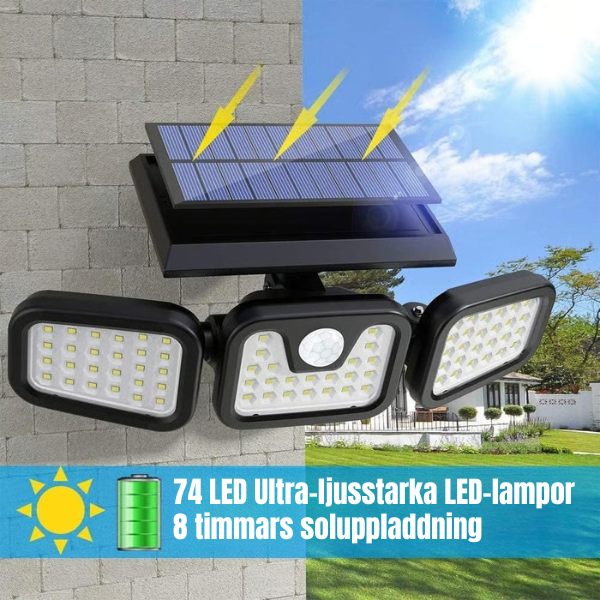 BrightGuard™ Solcellsrörelselampa – Lys upp och skydda ditt hem med trygghet!