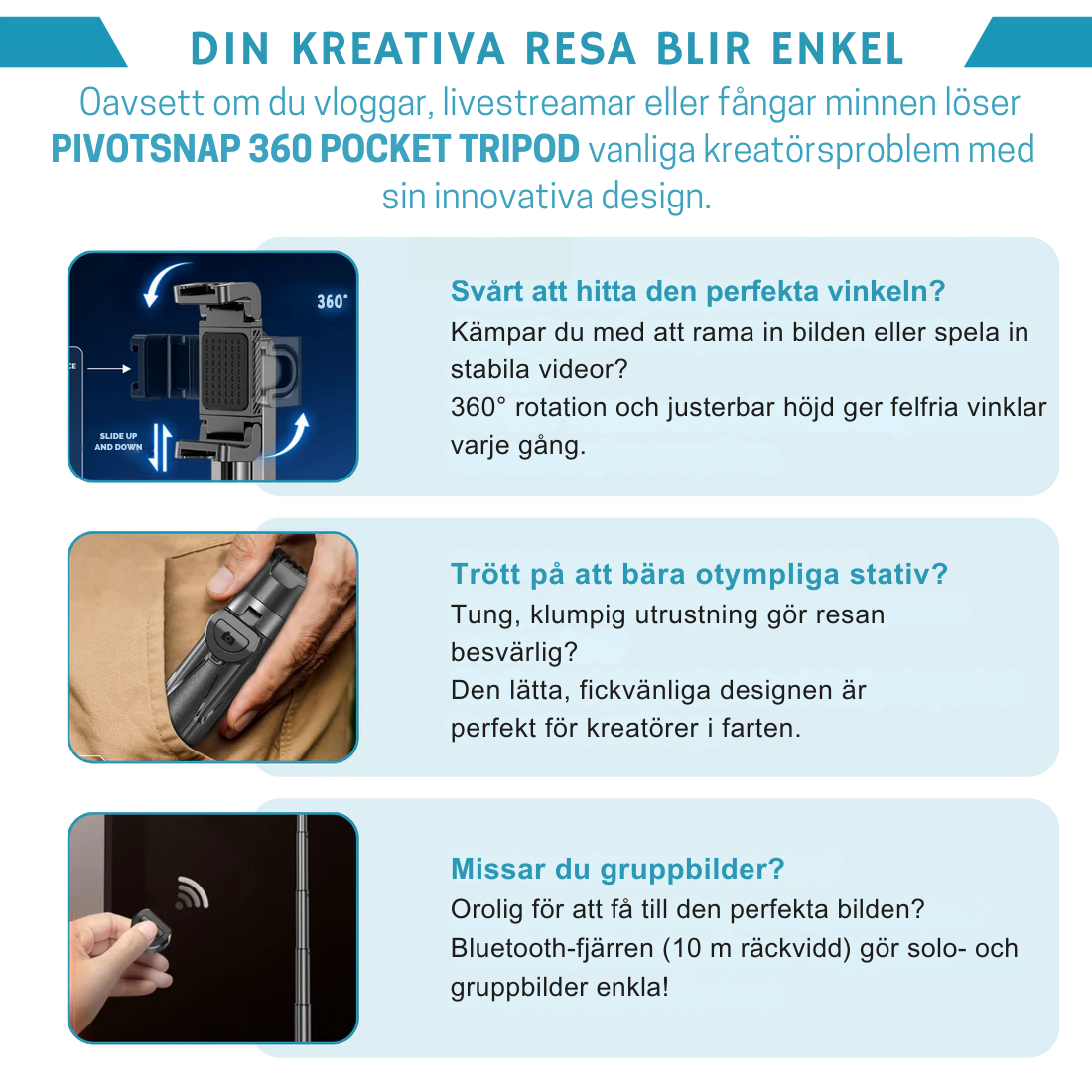 PivotSnap 360 Fickstativ