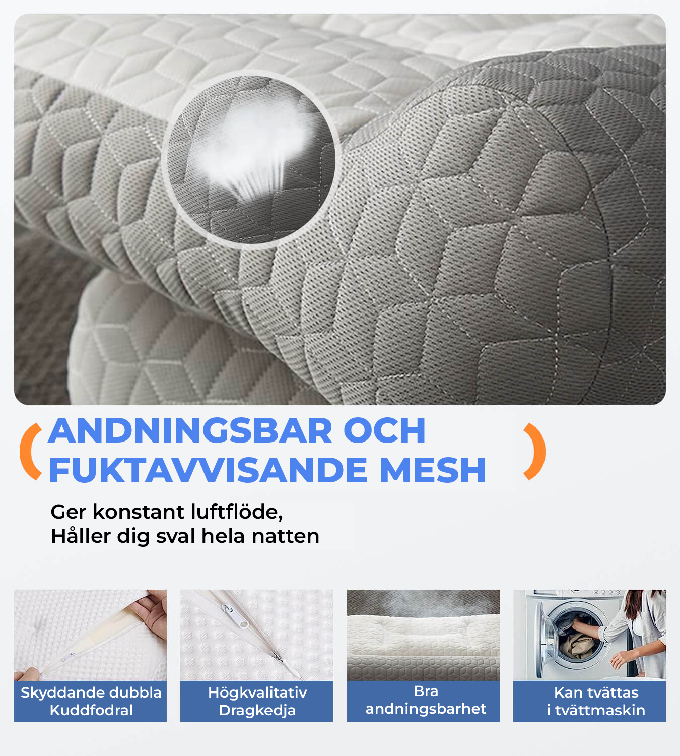 Ortopedisk kudde för djup sömn