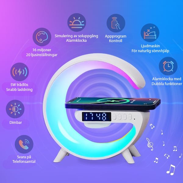 GlowTunes Smart Lamp - Multifunktionell Bluetooth-högtalare
