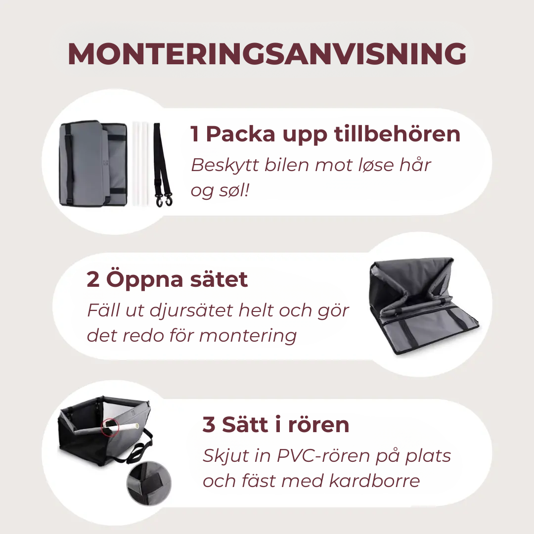 Rymlig, ventilerad bilstol för husdjur