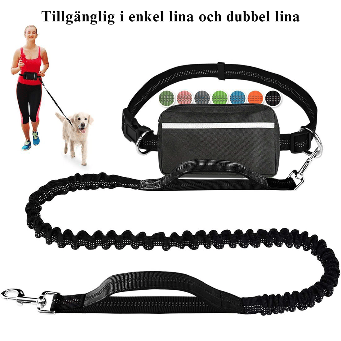 DoggoBelt™ | Handsfree hundkoppel med dragkedjeficka