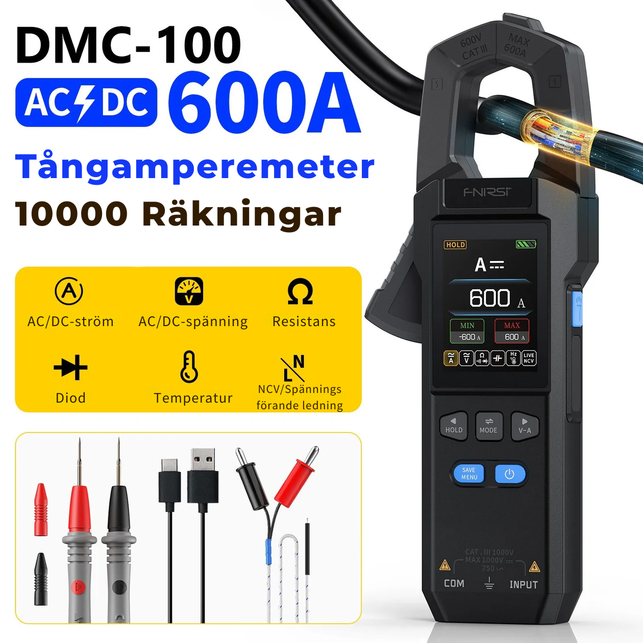 DMC-100 SmartMeter™ | Precision Clamp Multimeter med Färgdisplay