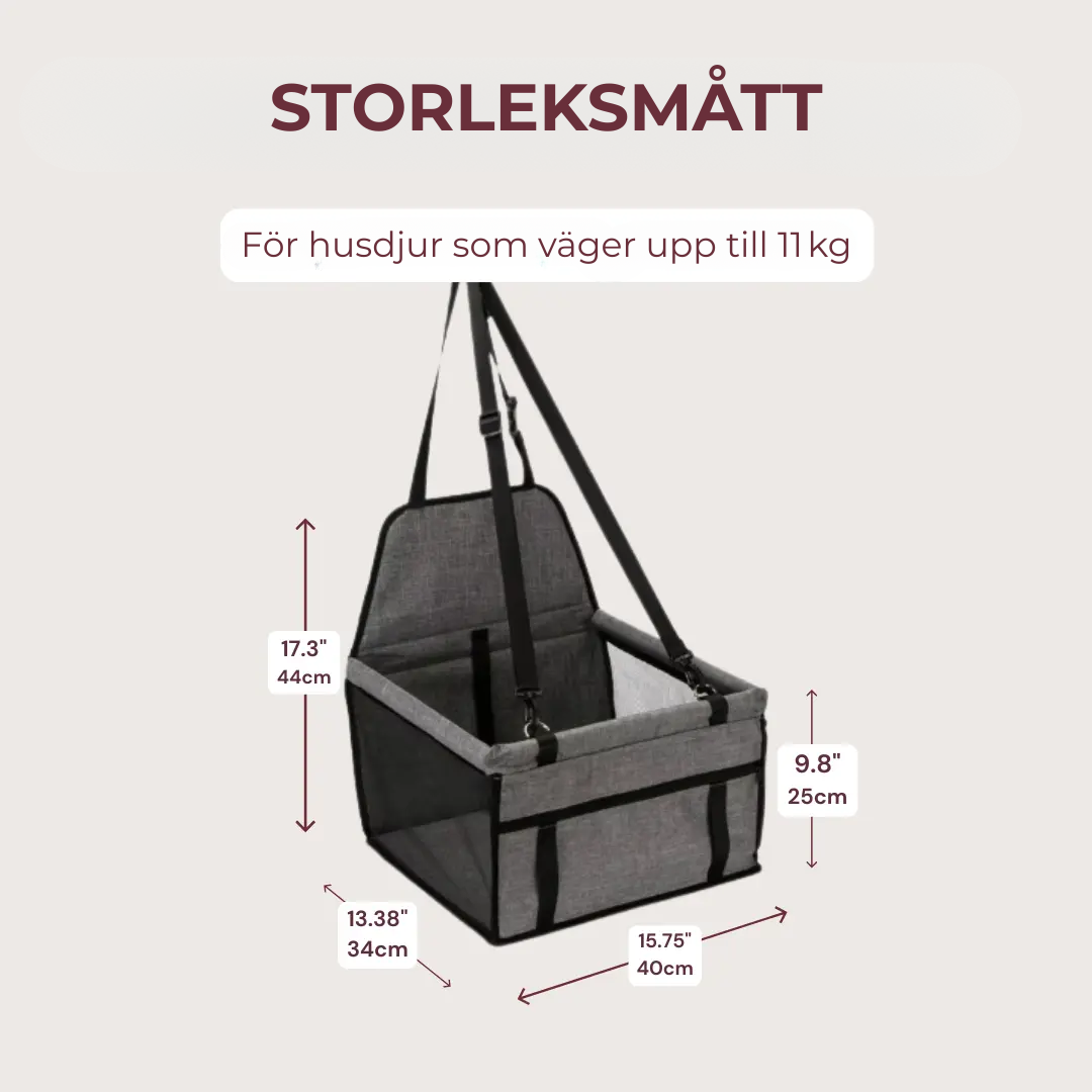 Rymlig, ventilerad bilstol för husdjur
