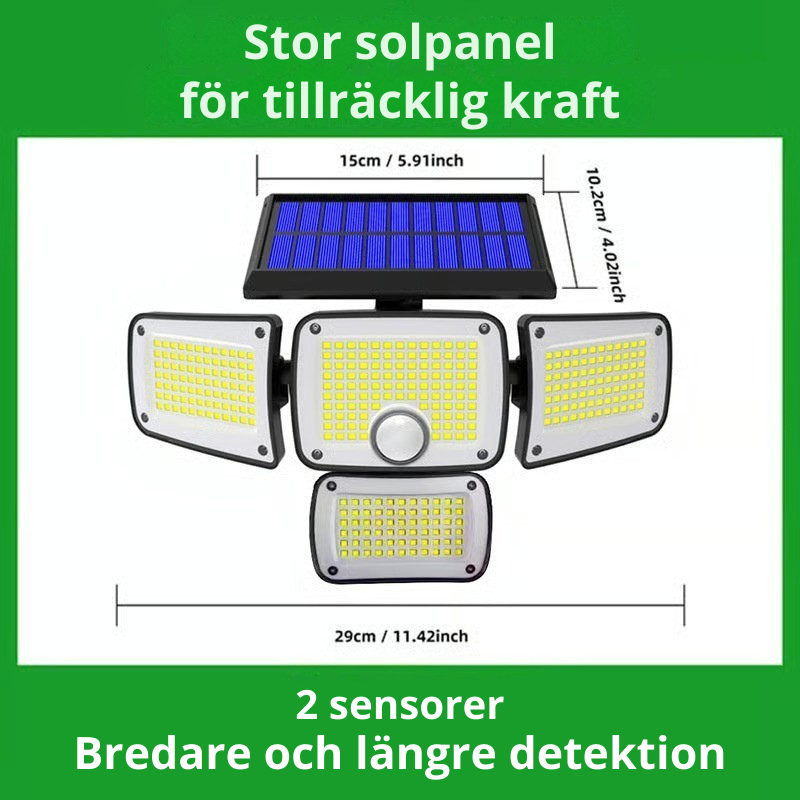 BrightGuard™ Solcellsrörelselampa – Lys upp och skydda ditt hem med trygghet!
