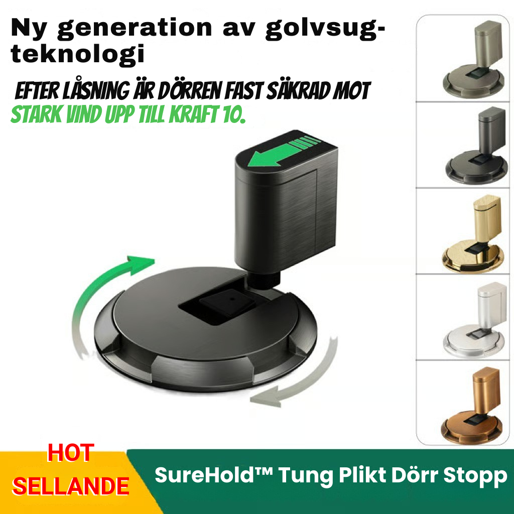 SureHold™ Kraftig Dörrstopp – Borrfri, Osynlig och Byggd för att Hålla