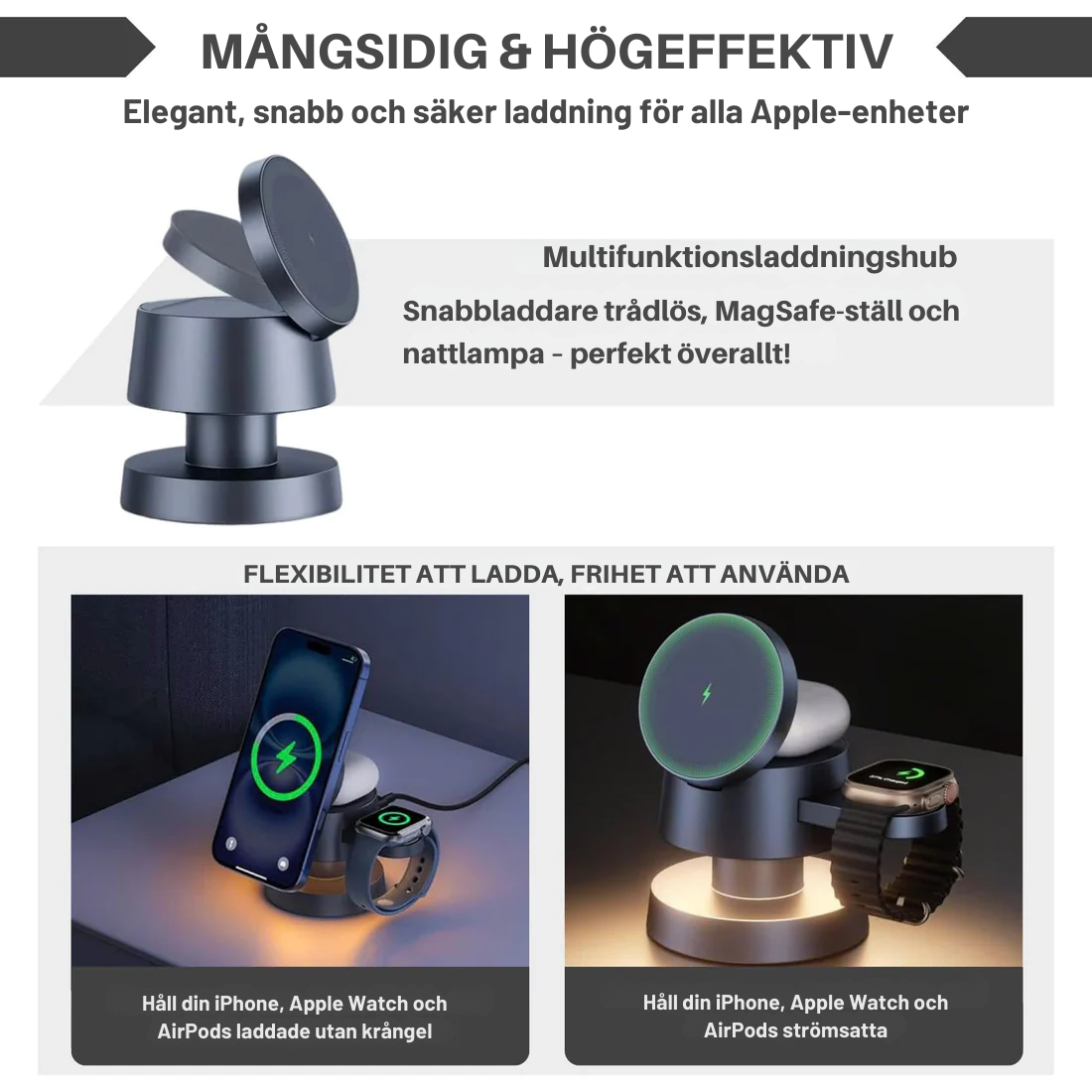 Magvo™ | 4-i-1 MagSafe Trådlös Laddningsstation