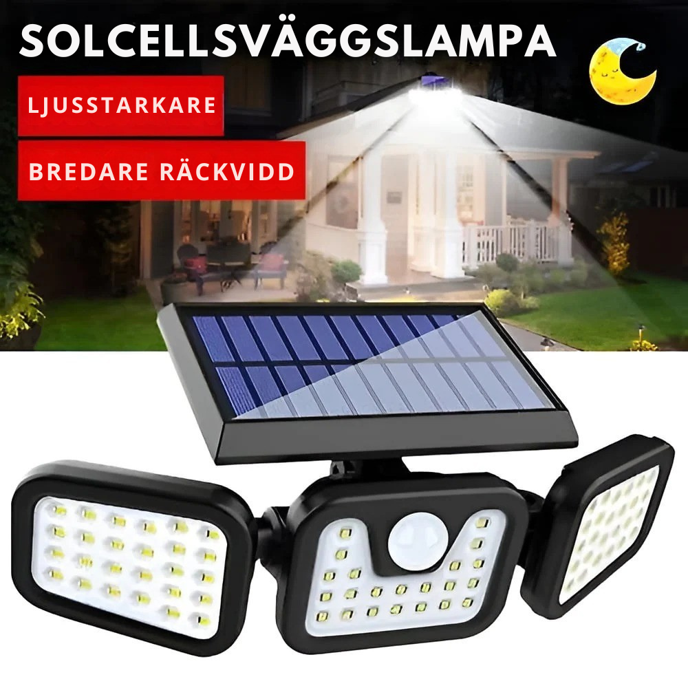 BrightGuard™ Solcellsrörelselampa – Lys upp och skydda ditt hem med trygghet!