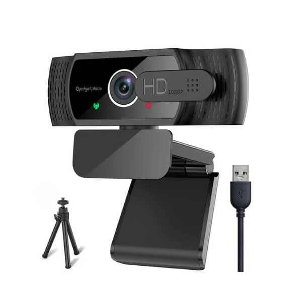 Gadgetplace Full HD 1080P Webbkamera – Plug & Play, Inbyggd Brusreducerande Mikrofon, 90° Vidvinkel