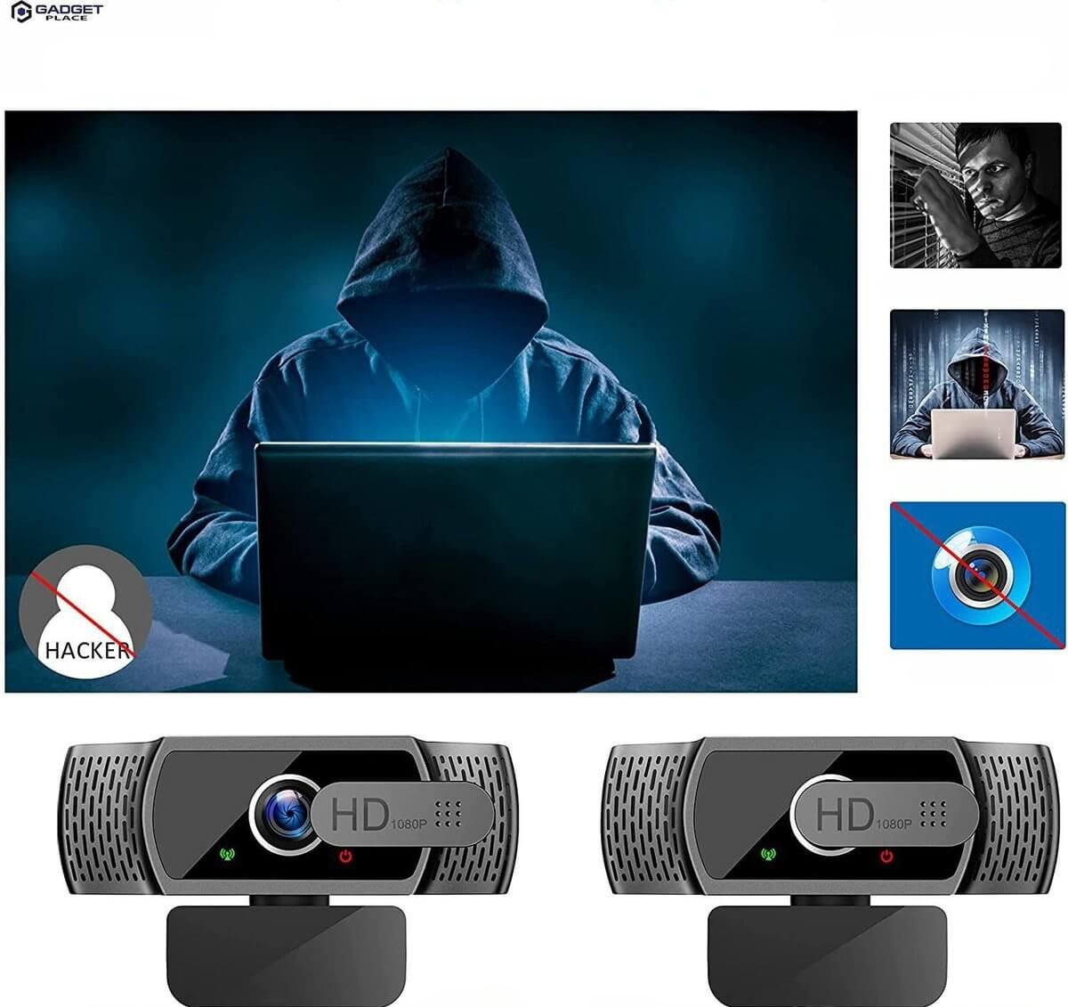 Gadgetplace Full HD 1080P Webbkamera – Plug & Play, Inbyggd Brusreducerande Mikrofon, 90° Vidvinkel
