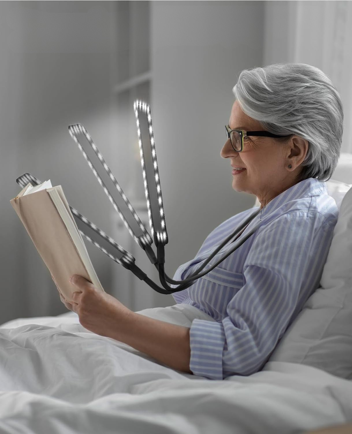 Handsfree Förstoringsglas med LED-ljus – 5X Förstoring, Flexibel Hållare & USB-Uppladdningsbar