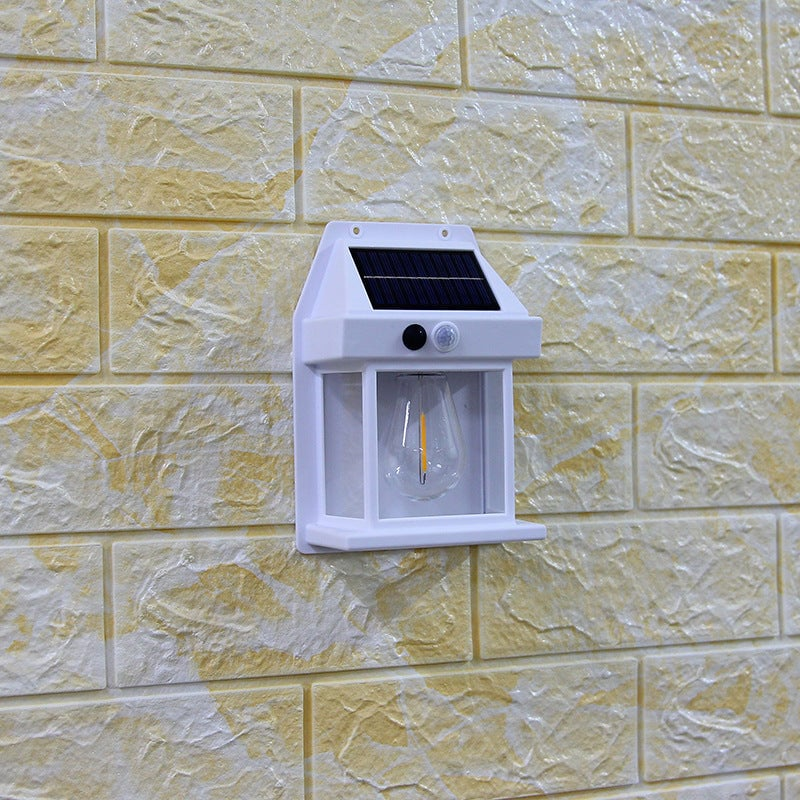 Solvägglampa med Rörelsesensor – Energisnål, Vattentålig, Superljusstark, Smart Belysning för Utomhusbruk (Vit/Svart)