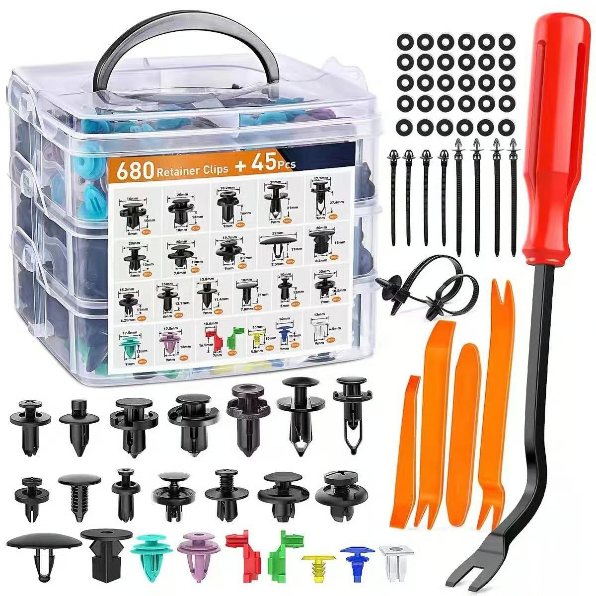 FixMate Universal Fasteners 680 Kit – 680PCS Bilklämmor med Verktygssats